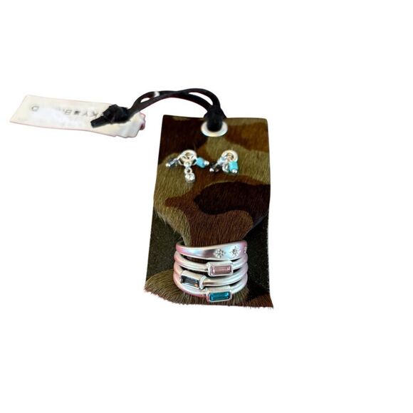 Matte Silver Tone & Faux Multicolor Gemstone Jewelry Set. - Picture 4 of 5